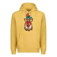 Antique Gold chicken with bandana and leopard Premium Hoodie - texasbilliewilder