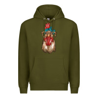 Army Green chicken with bandana and leopard Premium Hoodie - texasbilliewilder