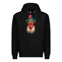 Black chicken with bandana and leopard Premium Hoodie - texasbilliewilder