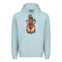 Blue Mist chicken with bandana and leopard Premium Hoodie - texasbilliewilder