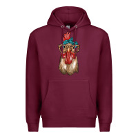Burgundy chicken with bandana and leopard Premium Hoodie - texasbilliewilder