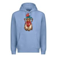 Colony Blue chicken with bandana and leopard Premium Hoodie - texasbilliewilder