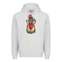 Dove Grey chicken with bandana and leopard Premium Hoodie - texasbilliewilder