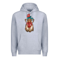 Heather Grey chicken with bandana and leopard Premium Hoodie - texasbilliewilder