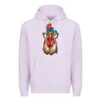 Lilac chicken with bandana and leopard Premium Hoodie - texasbilliewilder