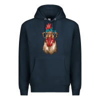Navy chicken with bandana and leopard Premium Hoodie - texasbilliewilder