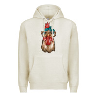 Oatmeal Heather chicken with bandana and leopard Premium Hoodie - texasbilliewilder