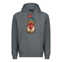 Rock chicken with bandana and leopard Premium Hoodie - texasbilliewilder