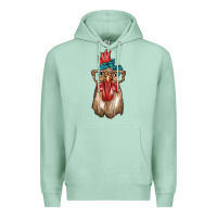 Seafoam chicken with bandana and leopard Premium Hoodie - texasbilliewilder