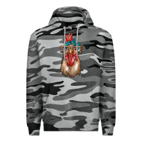 Slate Camo chicken with bandana and leopard Premium Hoodie - texasbilliewilder