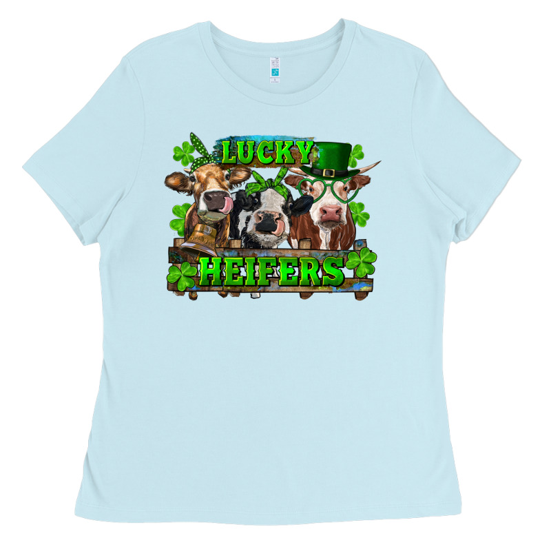 St Patricks Day Lucky Heifers Ladies Tee by RanaPortraitStore | Teevron