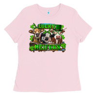 Bubblegum Pink St Patricks Day Lucky Heifers Ladies Tee - RanaPortraitStore