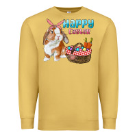 Antique Gold Happy Easter Bunny And Egg Basket Premium Sweatshirt - RanaPortraitStore