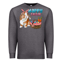 Charcoal Heather Happy Easter Bunny And Egg Basket Premium Sweatshirt - RanaPortraitStore
