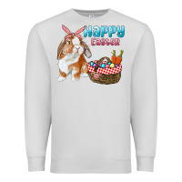 Dove Grey Happy Easter Bunny And Egg Basket Premium Sweatshirt - RanaPortraitStore
