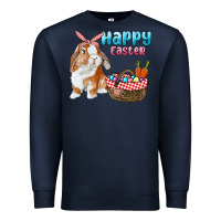 Navy Happy Easter Bunny And Egg Basket Premium Sweatshirt - RanaPortraitStore