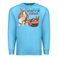 Ocean Blue Happy Easter Bunny And Egg Basket Premium Sweatshirt - RanaPortraitStore