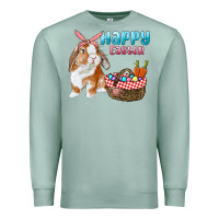 Seafoam Happy Easter Bunny And Egg Basket Premium Sweatshirt - RanaPortraitStore