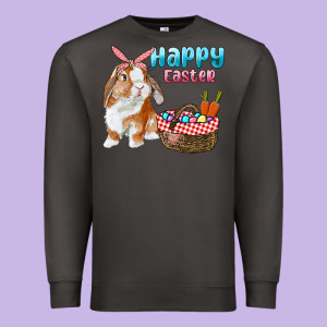 Happy Easter Bunny And Egg Basket Premium Sweatshirt Designed By Ranaportraitstore