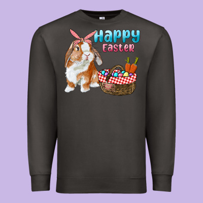 Happy Easter Bunny And Egg Basket Premium Sweatshirt Designed By Ranaportraitstore