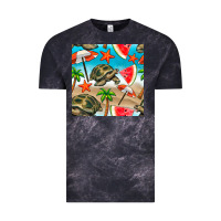 Cloud Black tortoise watermelon beach seamless pattern Vintage Tee - BundleAndBundleShop