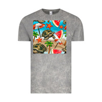 Cloud Rock tortoise watermelon beach seamless pattern Vintage Tee - BundleAndBundleShop