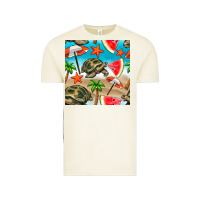 Vintage Arctic tortoise watermelon beach seamless pattern Vintage Tee - BundleAndBundleShop