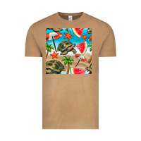 Vintage Camel tortoise watermelon beach seamless pattern Vintage Tee - BundleAndBundleShop