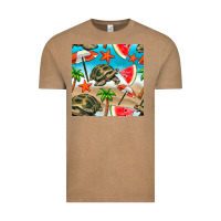 Vintage Coffee tortoise watermelon beach seamless pattern Vintage Tee - BundleAndBundleShop