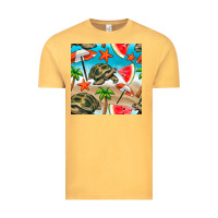 Vintage Mustard tortoise watermelon beach seamless pattern Vintage Tee - BundleAndBundleShop