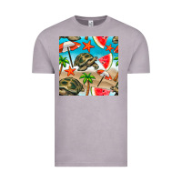 Vintage Zinc tortoise watermelon beach seamless pattern Vintage Tee - BundleAndBundleShop