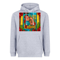 Heather Grey hundred percent latina strong woman Heavyweight Hoodie - Jasminsmagicworld