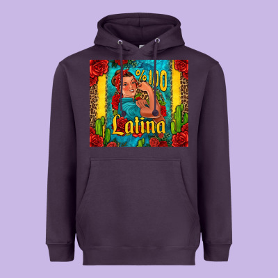 Hundred Percent Latina Strong Woman Heavyweight Hoodie Designed By Jasminsmagicworld