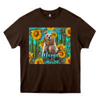 Chocolate Brown mama bear with sunflowers and cactus Heavy Core Tee - Artiststas