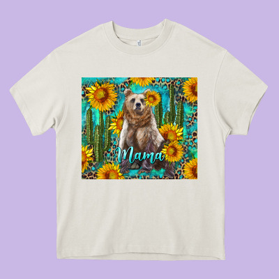 Mama Bear With Sunflowers And Cactus Heavy Core Tee Designed By Artiststas
