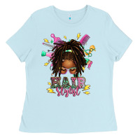 Baby Blue afro locs hair stylist messy bun tbw Ladies Tee - texasbilliewilder