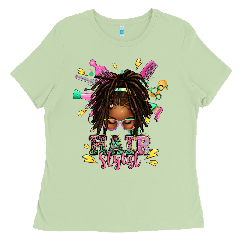 Afro Locs Hair Stylist Messy Bun Tbw Ladies Tee by texasbilliewilder | Teevron