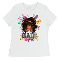 White afro locs hair stylist messy bun tbw Ladies Tee - texasbilliewilder
