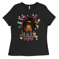 Black afro locs hair stylist messy bun tbw Ladies Tee - texasbilliewilder