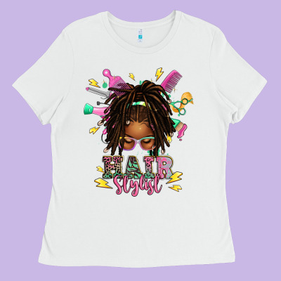 Ladies Tee afro locs hair stylist messy bun tbw