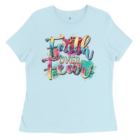 Baby Blue faith over fear Ladies Tee - Zillion Design Studio