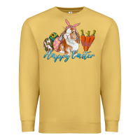 Antique Gold happy easter bunny carrots and eggs Premium Sweatshirt - RanaPortraitStore