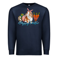 Navy happy easter bunny carrots and eggs Premium Sweatshirt - RanaPortraitStore
