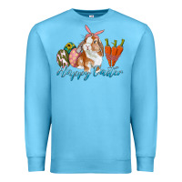 Ocean Blue happy easter bunny carrots and eggs Premium Sweatshirt - RanaPortraitStore
