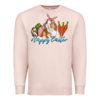 Pale Pink happy easter bunny carrots and eggs Premium Sweatshirt - RanaPortraitStore