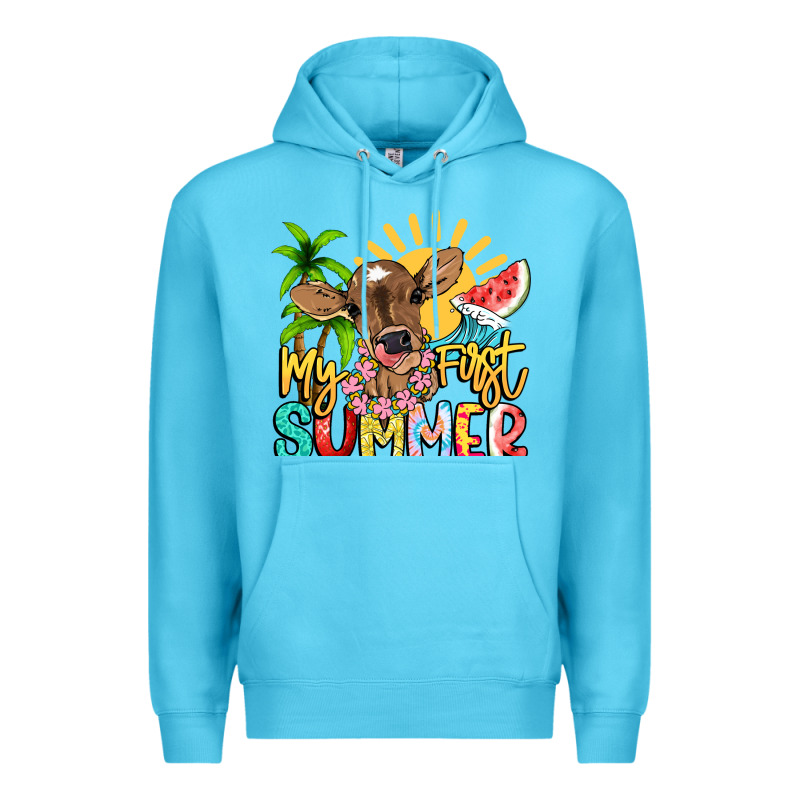 My First Summer Baby Cow Premium Hoodie by NancyCooperArtShop | Teevron
