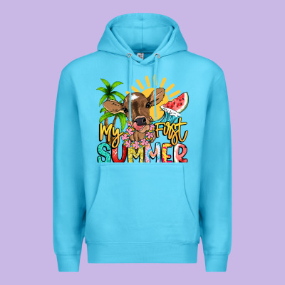 My First Summer Baby Cow Premium Hoodie Designed By Nancycooperartshop