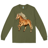 Army Green Haflinger Horse Long Sleeve Tee - LillyAllenDesigns