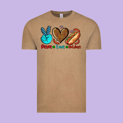 Peace Love Hotdogs Vintage Tee Designed By Adodesignshop