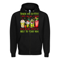 Black christmas characters coffee cups Zipper Hoodie - MaliasSmallBusiness